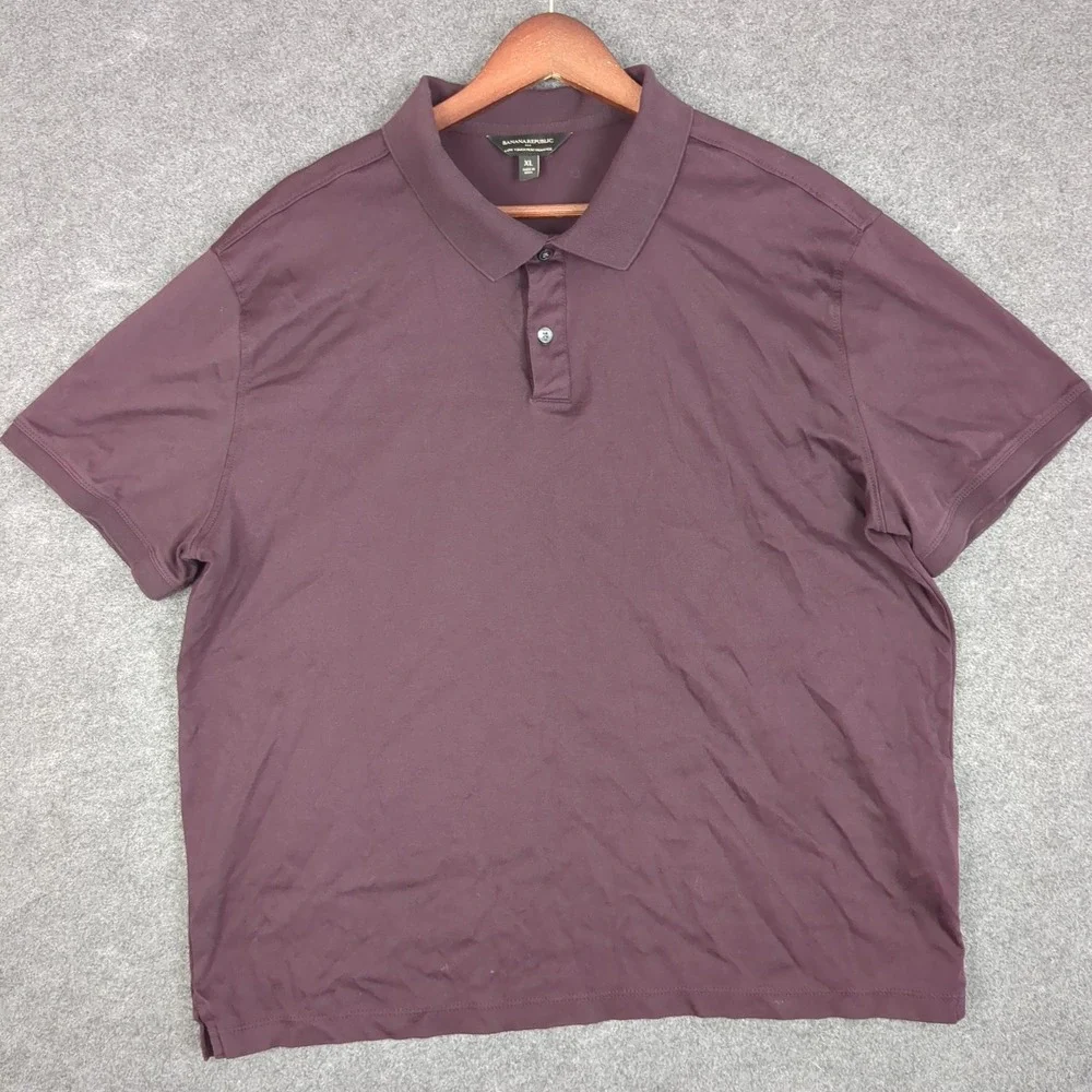 Banana Republic Luxe Touch‎ Performance Polo Shirt Mens XL Plum Burgundy